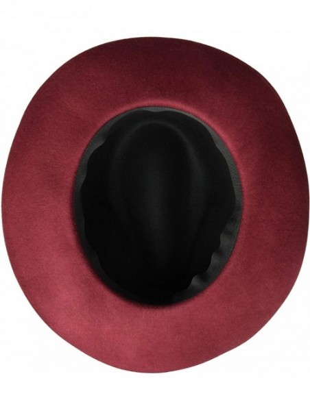 Fedoras Fashion Wranger Hat with Velvet Band - Burgundy - C718HQWGOM3 $29.10