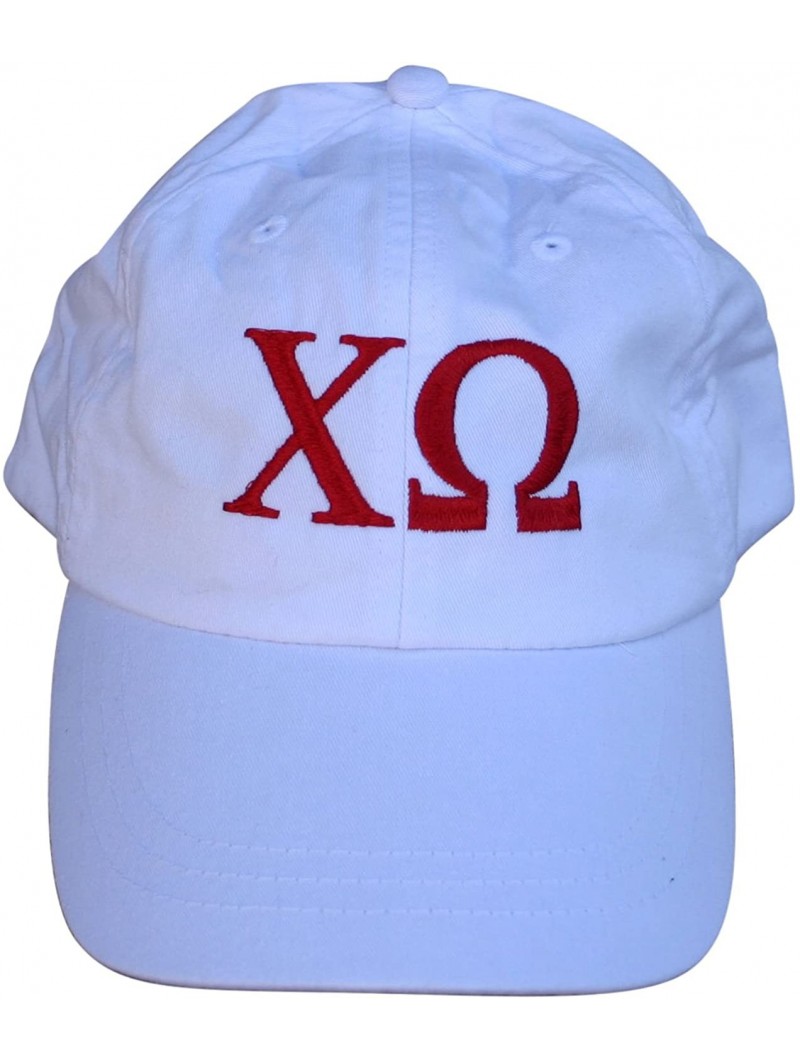 Baseball Caps Womens Chi Omega Baseball Cap - White - CC12DLULIXP $28.35