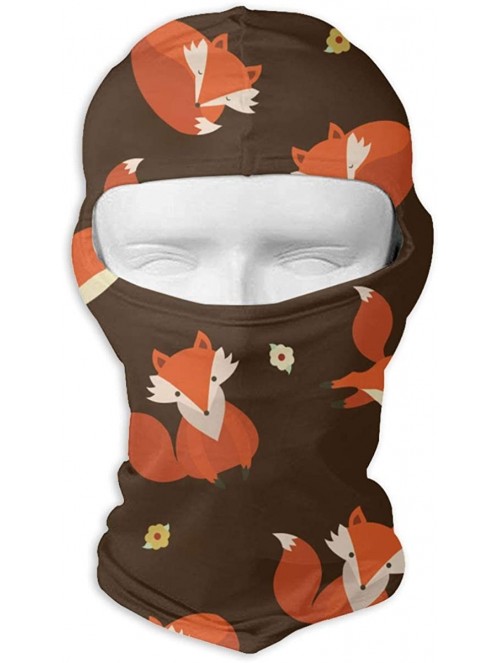 Balaclavas Brown Fox and Flower Outdoor Cycling Ski Motorcycle Balaclava Mask Sunscreen Hat Windproof Cap - C918KX9K3A2 $27.29