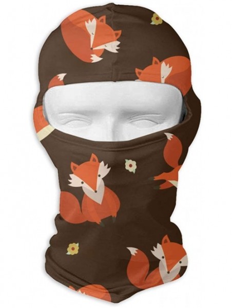 Balaclavas Brown Fox and Flower Outdoor Cycling Ski Motorcycle Balaclava Mask Sunscreen Hat Windproof Cap - C918KX9K3A2 $27.29