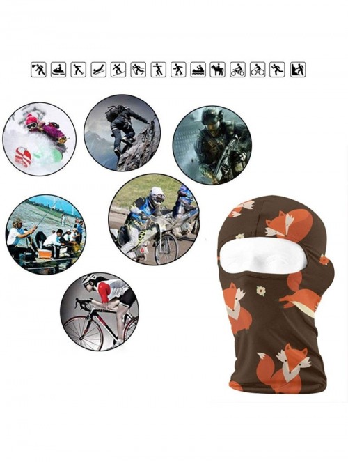 Balaclavas Brown Fox and Flower Outdoor Cycling Ski Motorcycle Balaclava Mask Sunscreen Hat Windproof Cap - C918KX9K3A2 $27.29