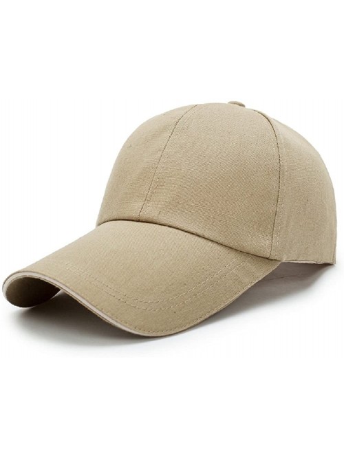 Baseball Caps Unisex Long Brim Baseball Cap Cotton Adjustable Sun Hat Large Visor Anti-UV for Outdoor Sports - Solid Camel - ...