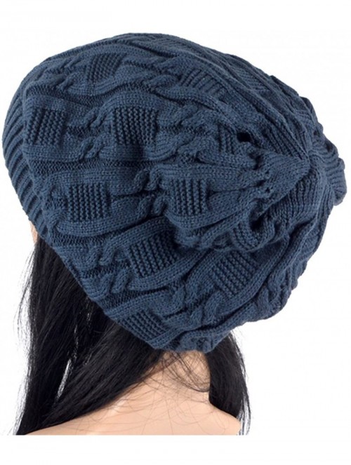 Skullies & Beanies Unisex Trendy Beanie Warm Oversized Chunky Cable Knit Slouchy Woolen Hat - Wine Red - C812MYDR7CP $17.90