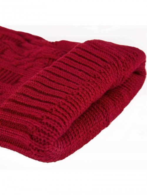 Skullies & Beanies Unisex Trendy Beanie Warm Oversized Chunky Cable Knit Slouchy Woolen Hat - Wine Red - C812MYDR7CP $17.90