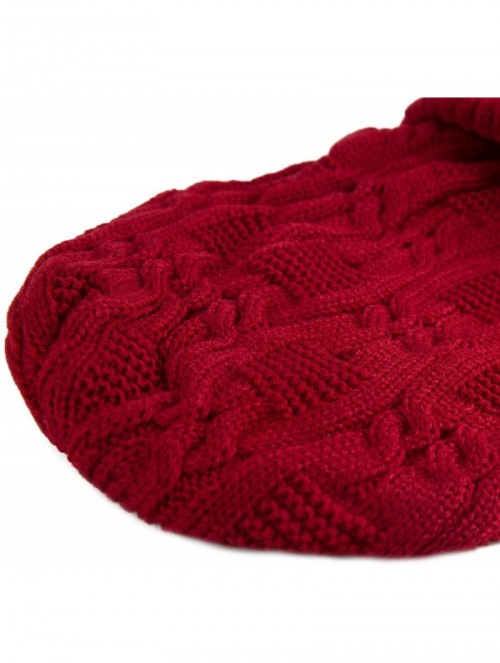 Skullies & Beanies Unisex Trendy Beanie Warm Oversized Chunky Cable Knit Slouchy Woolen Hat - Wine Red - C812MYDR7CP $17.90