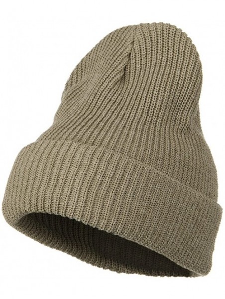 Skullies & Beanies Eco Cotton Ribbed XL Cuff Beanie - Khaki - C3115EH5MSV $25.32