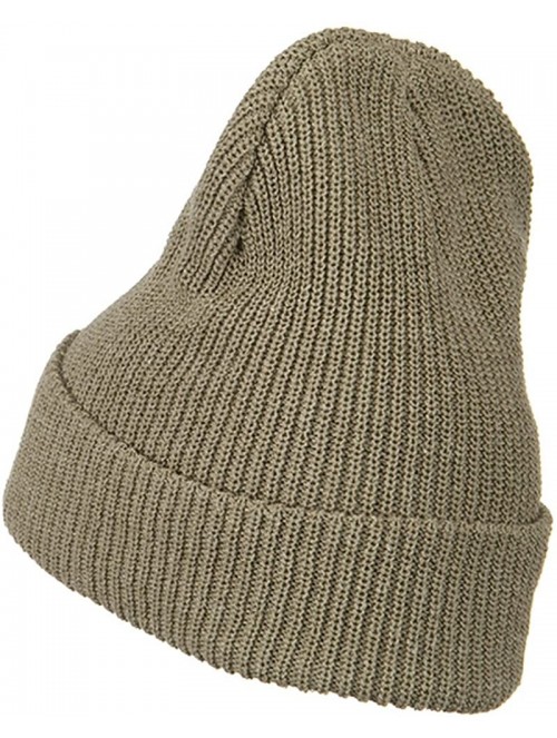 Skullies & Beanies Eco Cotton Ribbed XL Cuff Beanie - Khaki - C3115EH5MSV $25.32