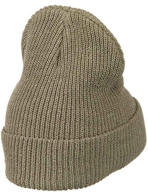 Skullies & Beanies Eco Cotton Ribbed XL Cuff Beanie - Khaki - C3115EH5MSV $25.32