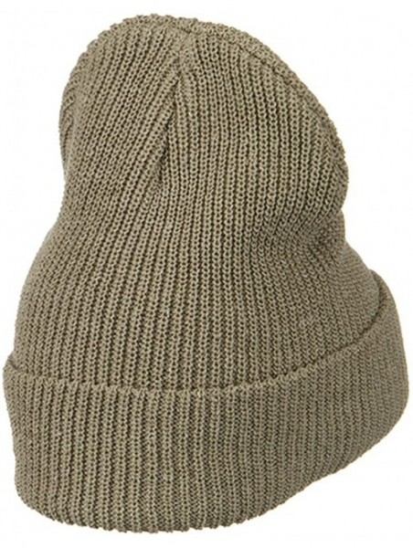 Skullies & Beanies Eco Cotton Ribbed XL Cuff Beanie - Khaki - C3115EH5MSV $25.32