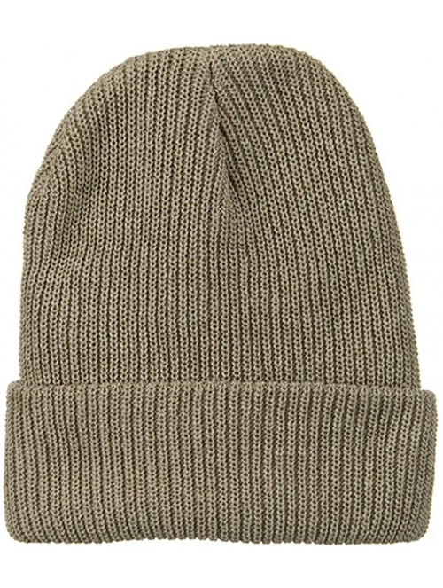 Skullies & Beanies Eco Cotton Ribbed XL Cuff Beanie - Khaki - C3115EH5MSV $25.32