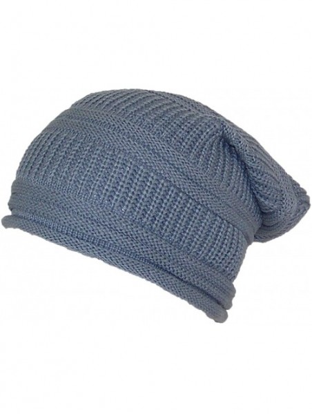 Skullies & Beanies Womens Textured Knit Winter Slouchy Hat W/Rolled Edge (One Size) - Gray - CA125J1GHZD $13.02