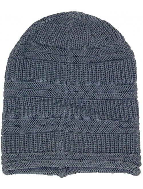 Skullies & Beanies Womens Textured Knit Winter Slouchy Hat W/Rolled Edge (One Size) - Gray - CA125J1GHZD $13.02