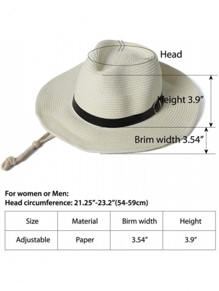 Sun Hats Womens Sun Hat with Wind Lanyard UPF Beach Packable Summer Cowboy Sun Straw Hats for Women Men - 001_milk White - CL...