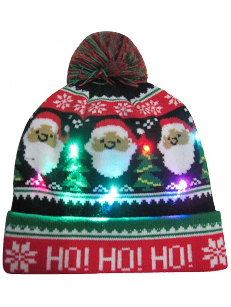 Bomber Hats LED Light-up Knitted Hat Ugly Sweater Holiday Xmas Christmas Beanie Cap - G-1 - C618ZMO568K $18.09