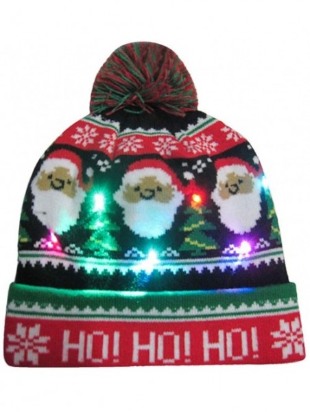 Bomber Hats LED Light-up Knitted Hat Ugly Sweater Holiday Xmas Christmas Beanie Cap - G-1 - C618ZMO568K $18.09