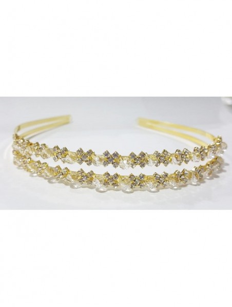 Headbands Double Band Rhinestone Communion Tiara Headband Bridal Bridesmaid - Crystal - CL1892DOQZH $16.95