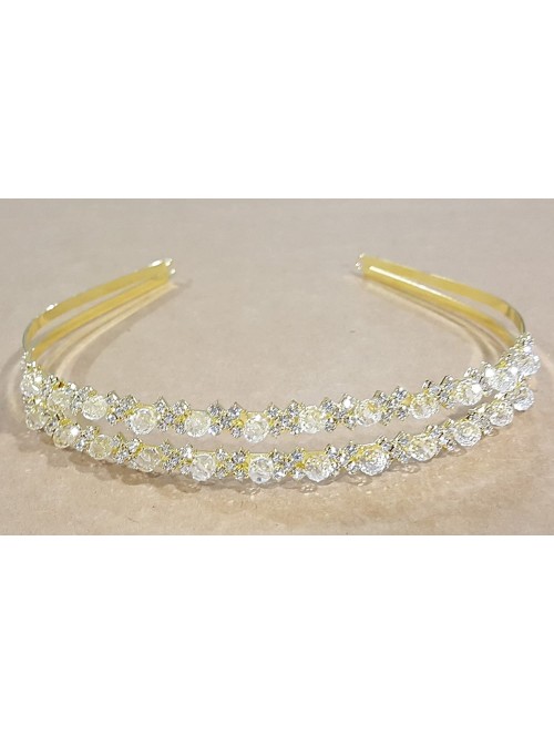 Headbands Double Band Rhinestone Communion Tiara Headband Bridal Bridesmaid - Crystal - CL1892DOQZH $16.95