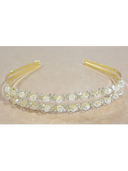 Headbands Double Band Rhinestone Communion Tiara Headband Bridal Bridesmaid - Crystal - CL1892DOQZH $16.95