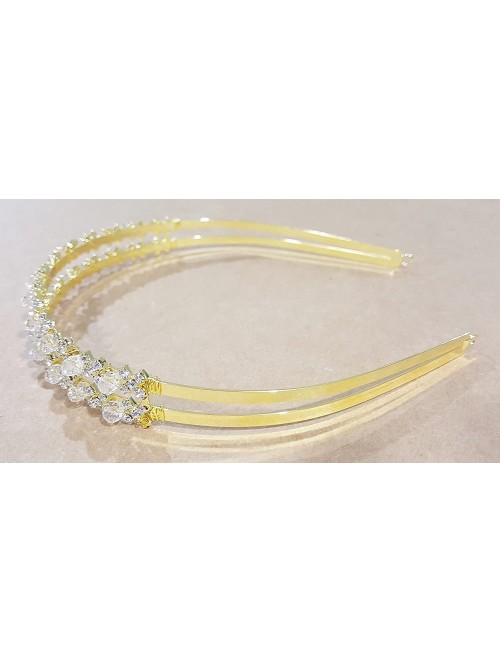 Headbands Double Band Rhinestone Communion Tiara Headband Bridal Bridesmaid - Crystal - CL1892DOQZH $16.95