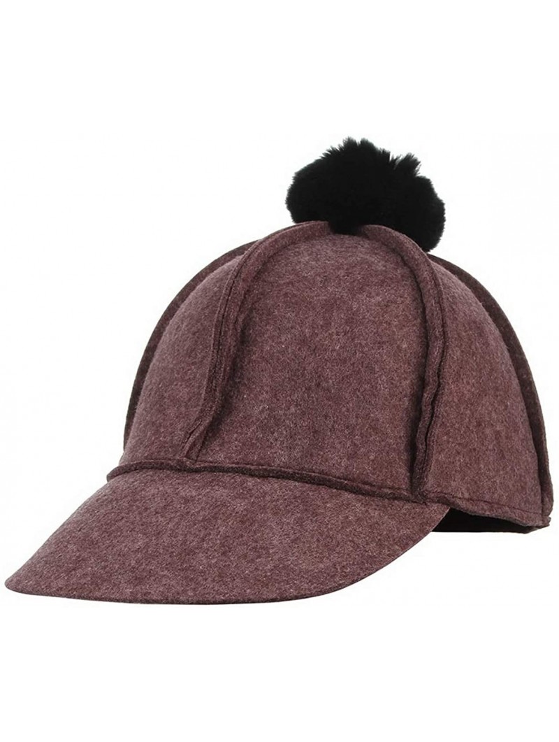 Baseball Caps Women Equestrian Cap Solid Baseball Hat Fuax Fur Pom Pom Visor Cap - Bronze - CI18Q0RW8OX $13.87