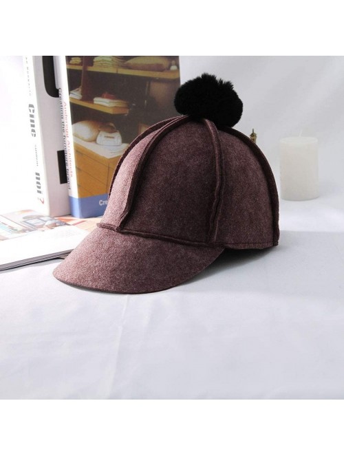 Baseball Caps Women Equestrian Cap Solid Baseball Hat Fuax Fur Pom Pom Visor Cap - Bronze - CI18Q0RW8OX $13.87