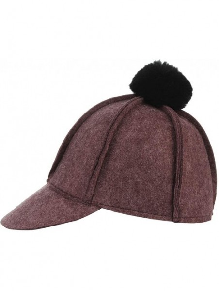 Baseball Caps Women Equestrian Cap Solid Baseball Hat Fuax Fur Pom Pom Visor Cap - Bronze - CI18Q0RW8OX $13.87