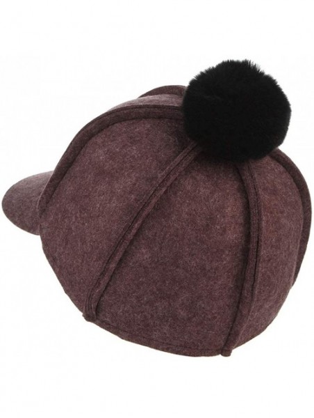 Baseball Caps Women Equestrian Cap Solid Baseball Hat Fuax Fur Pom Pom Visor Cap - Bronze - CI18Q0RW8OX $13.87