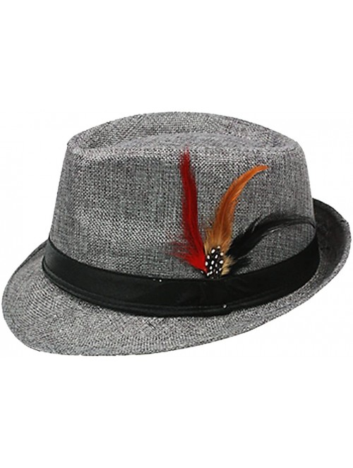 Fedoras Fedora Hat with Feathers Gatsby Holiday Octoberfast Bavarian Alpine Trlbe Dress Up Hats - Gray - CS12BWNOCVX $21.79