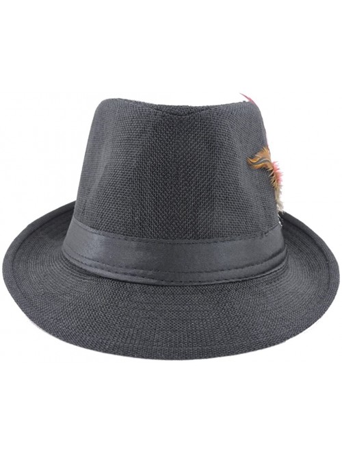 Fedoras Fedora Hat with Feathers Gatsby Holiday Octoberfast Bavarian Alpine Trlbe Dress Up Hats - Gray - CS12BWNOCVX $21.79