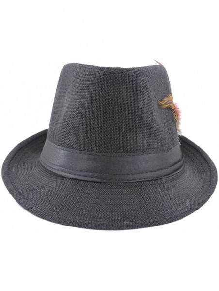 Fedoras Fedora Hat with Feathers Gatsby Holiday Octoberfast Bavarian Alpine Trlbe Dress Up Hats - Gray - CS12BWNOCVX $21.79