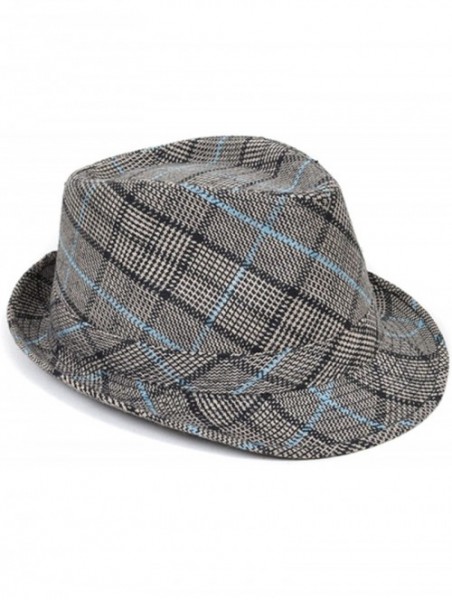 Fedoras Office Standard Plaid Fedora Hat - Taupe - C2110T09EDH $10.19