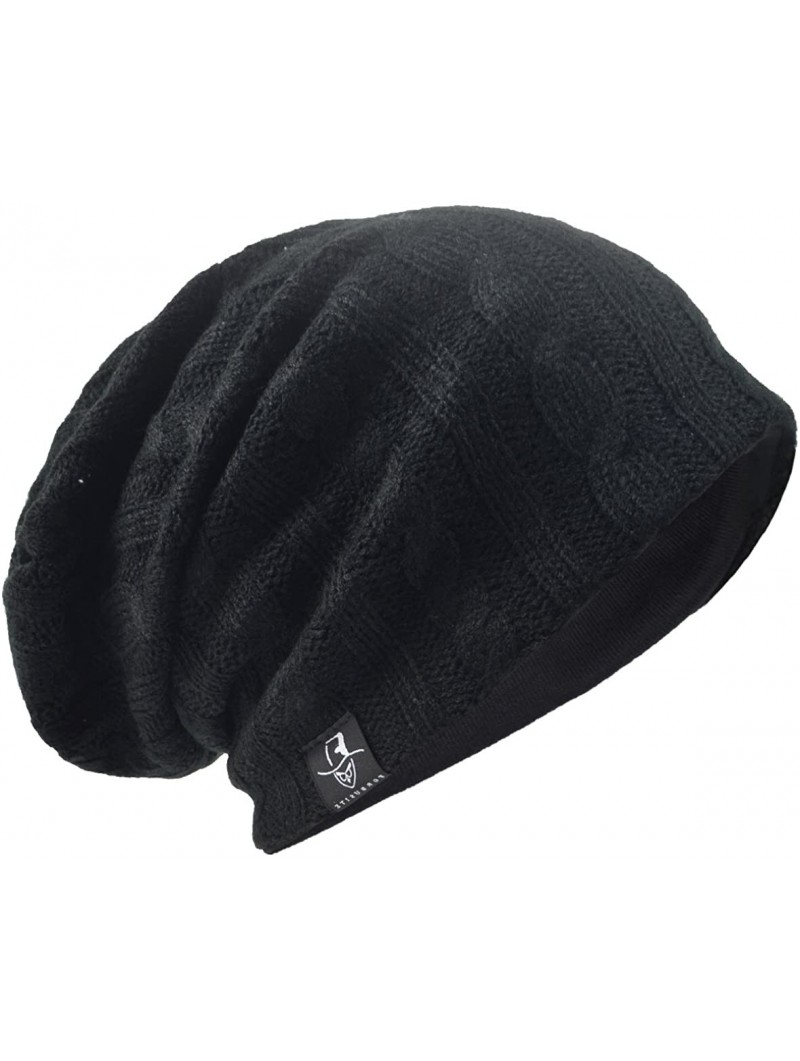 Skullies & Beanies Men's Slouch Slouchy Beanie Oversize Summer Winter Skull Cap N010 - Cable-black - C01866ITO3M $18.34