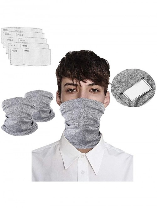 Balaclavas 2 Pcs Scarf Bandanas Neck Gaiter with 10 PcsSafety Carbon Filters for Men and Women - Gray - C919849ODR7 $22.34