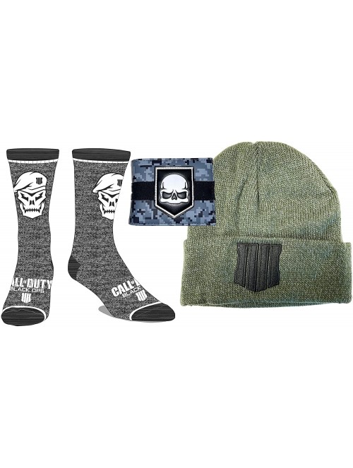 Skullies & Beanies Call of Duty Black Ops 4 Warefare Beanie- Grey Skull Wallet and Grey Crew Socks Gift Bundle - CY18ZL7H6R0 ...