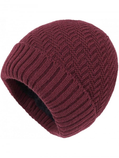 Skullies & Beanies Daily Beanie Hat for Men Warm Winter Hats Thick Knit Cuff Beanie Cap - Red - CW192QS390I $11.82