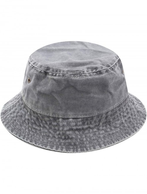 Bucket Hats Unisex 100% Cotton Bucket Hat Retro Packable Sun hat for Men Women - Grey - C118Y4SZOU8 $13.25