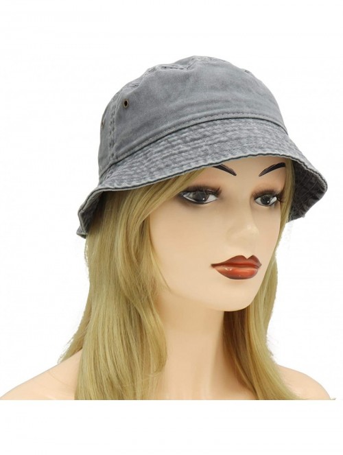 Bucket Hats Unisex 100% Cotton Bucket Hat Retro Packable Sun hat for Men Women - Grey - C118Y4SZOU8 $13.25