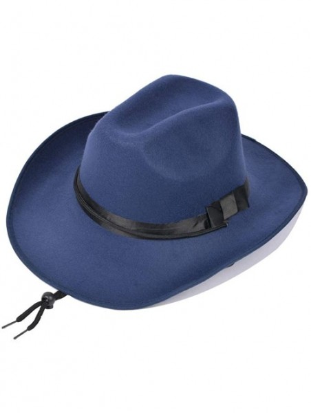 Cowboy Hats Men Straw Cowboy Hat Panama Outdoor Hat Wide Brim Shapeable Sun Hat - Blue - CN18KNEMSH6 $23.15