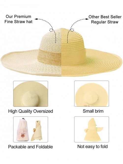 Sun Hats Womens Wide Brim Straw Hat Floppy Foldable Summer Beach Sun Hats for Women UPF50+ - Beige - C718U57KE5G $26.58