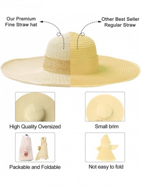 Sun Hats Womens Wide Brim Straw Hat Floppy Foldable Summer Beach Sun Hats for Women UPF50+ - Beige - C718U57KE5G $26.58