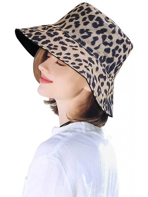 Bucket Hats Reversible Leopard Bucket Hats Women Fashion Floppy Sun Cap Packable Fisherman Hat - A-lightkhaki - CF18Z97GR84 $...