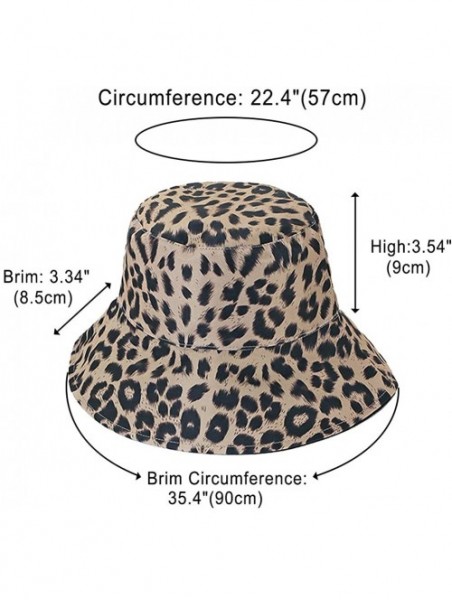 Bucket Hats Reversible Leopard Bucket Hats Women Fashion Floppy Sun Cap Packable Fisherman Hat - A-lightkhaki - CF18Z97GR84 $...