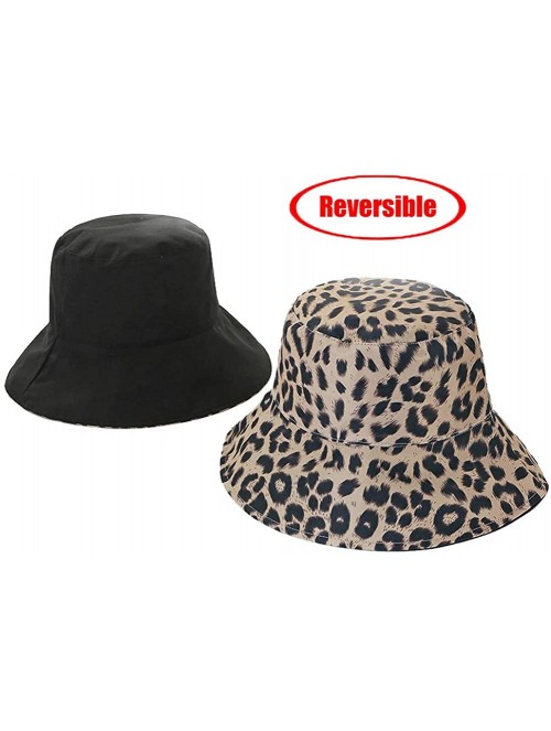 Bucket Hats Reversible Leopard Bucket Hats Women Fashion Floppy Sun Cap Packable Fisherman Hat - A-lightkhaki - CF18Z97GR84 $...