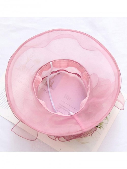 Sun Hats Women's Kentucky Derby Hat Organza Dress Sun Hats Church Flowers - Pink - CH18GOSQEMW $19.40