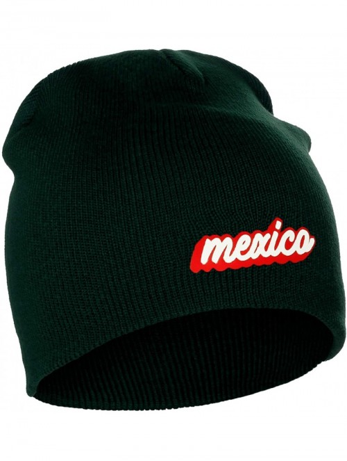 Skullies & Beanies Classic USA Cities Winter Knit Cuffless Beanie Hat 3D Raised Layer Letters - Mexico Green - Red White - CK...