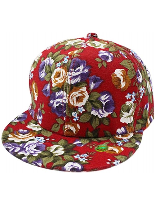 Baseball Caps Women Flower Floral Blossom Vintage Baseball Snapback Cap FFH064 - Ffh344 Red - CS12KQ774HP $17.40