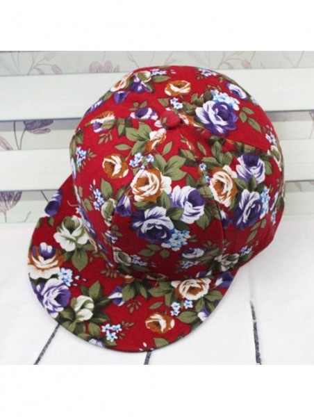 Baseball Caps Women Flower Floral Blossom Vintage Baseball Snapback Cap FFH064 - Ffh344 Red - CS12KQ774HP $17.40