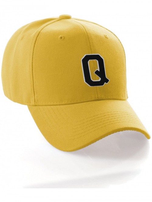 Baseball Caps Classic Baseball Hat Custom A to Z Initial Team Letter- Yellow Cap White Black - Letter Q - C018IDUD7R2 $16.56