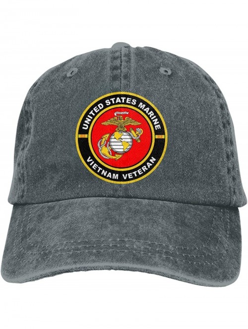 Baseball Caps United States Vietnam Veteran Denim Hats Baseball Cap Dad Hat - Deep Heather - CH19248DYI4 $26.25