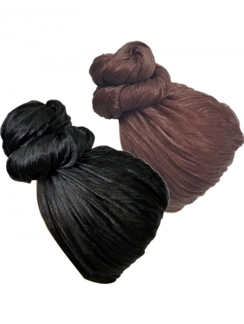 Headbands Head Wrap Scarf Turban - Long Black Head Scarf Wrap Turban Hair Scarf Tie Color Headband 1 or 2 Set - C118GU6DEIL $...